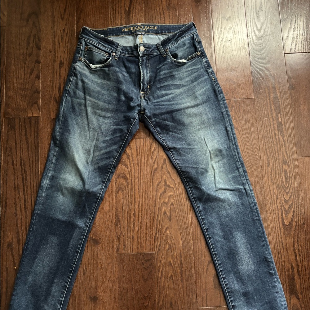 American Eagle Outfitters Blue Slim Jeans with Vintage Fading